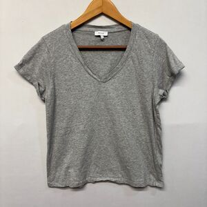 Reiss Women Short Sleeve T-Shirt Tee Top Size Medium Gray V-Neck C049 -15